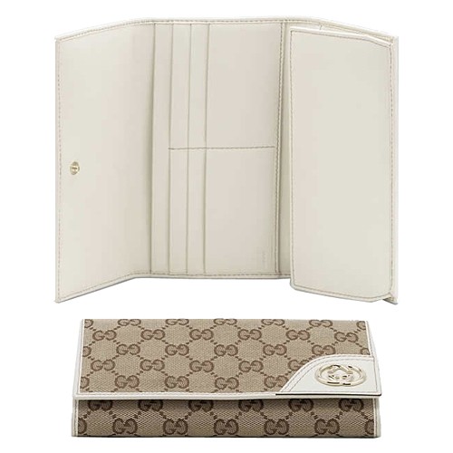 Brun Gucci Continental Porte-Monnaie Avec Verrouillage Ornement